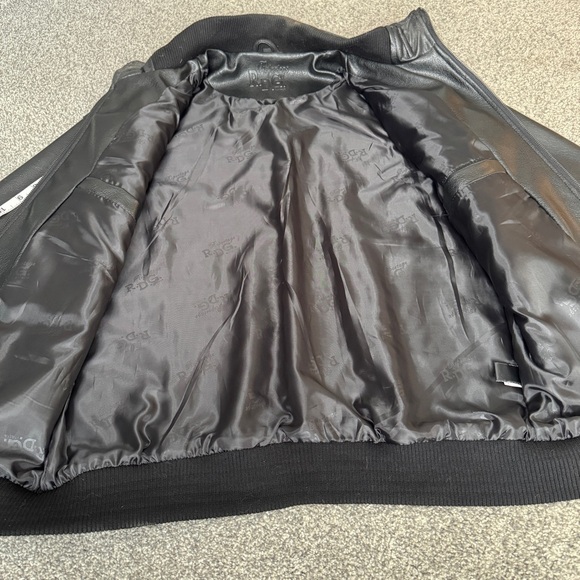 Vtg Reportage R.D.G Italia Black Mens Leather Bomber Jacket Size Medium - Picture 15 of 15